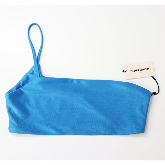NWT superdown‎ Annette Bikini Top One Shoulder Swim Bathing Suit Teal XX Small - Picture 4 of 8